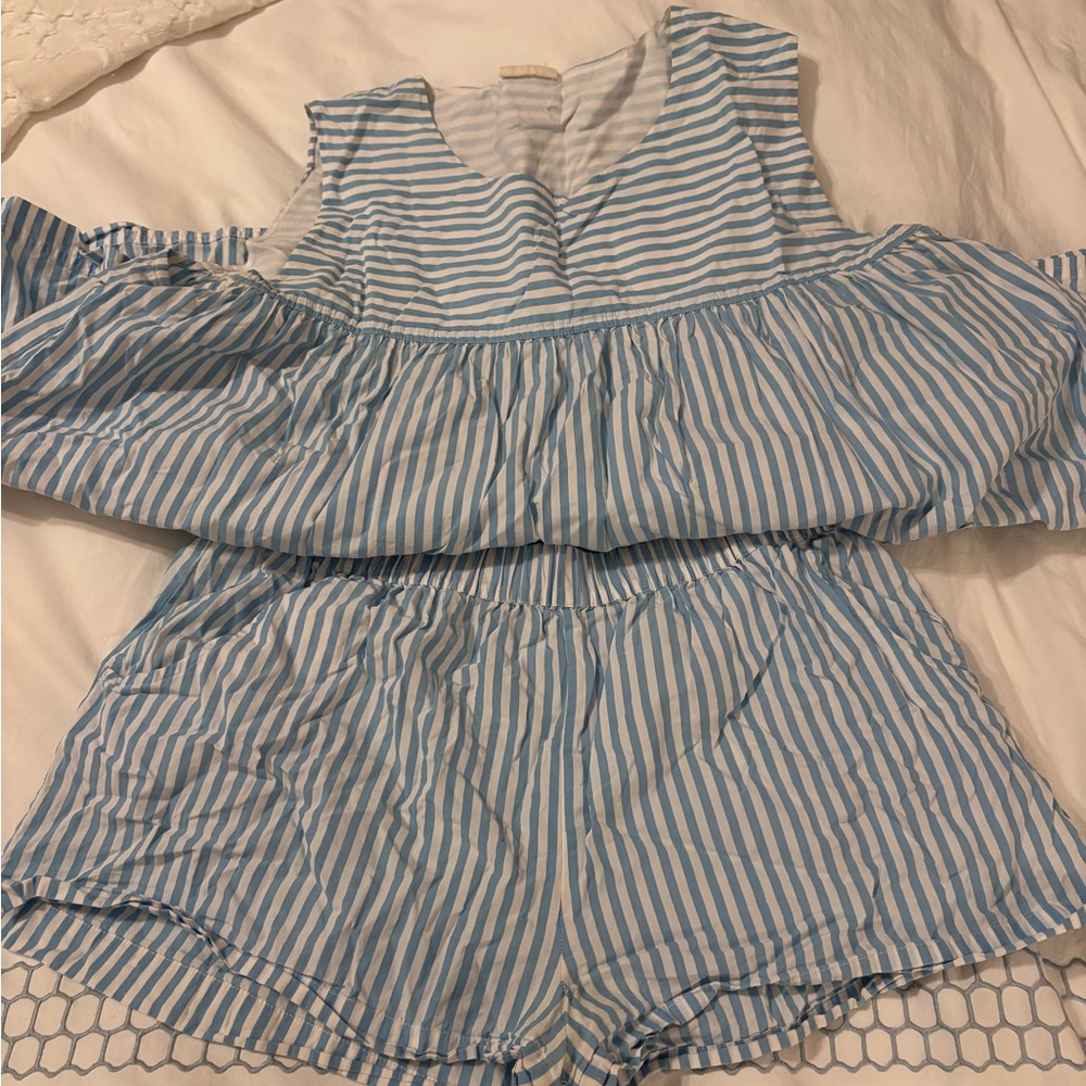 Blue Striped Women's Sleepwear Set